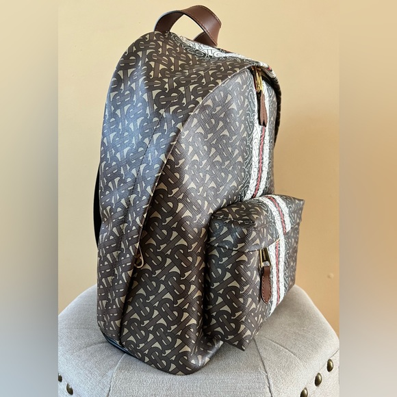 Burberry Monogram Stripe Print E-canvas Backpack - Picture 4 of 15